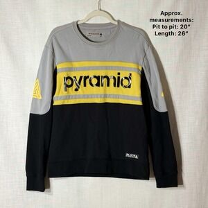 Black Pyramid Men Colorblock Logo Crewneck Sweatshirt L Urban Streetwear Hip Hop
